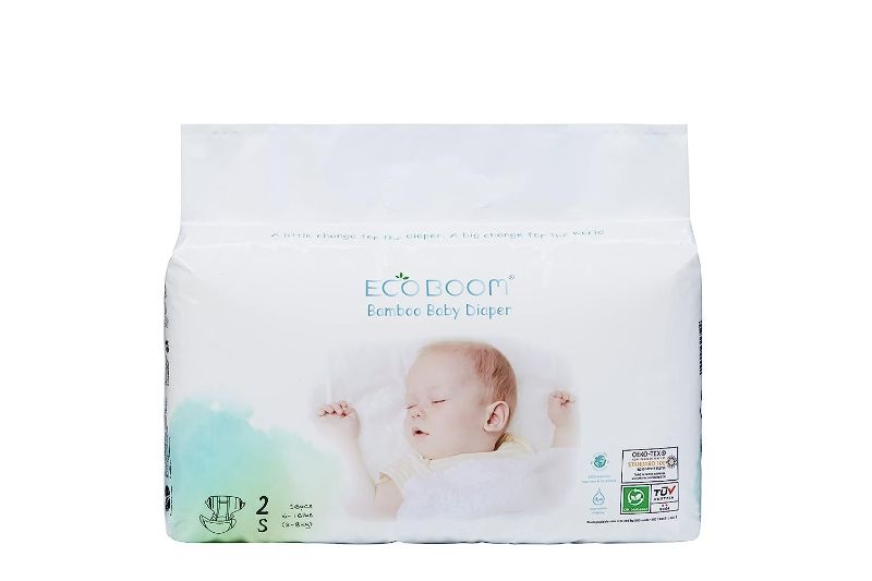 Photo 1 of ECO BOOM Diapers, Baby Bamboo Viscose Diapers, Eco-Friendly Natural Soft Disposable Nappies for Infant, Size 2 Suitable for 6 to 16lb (Small - 36 Count)
