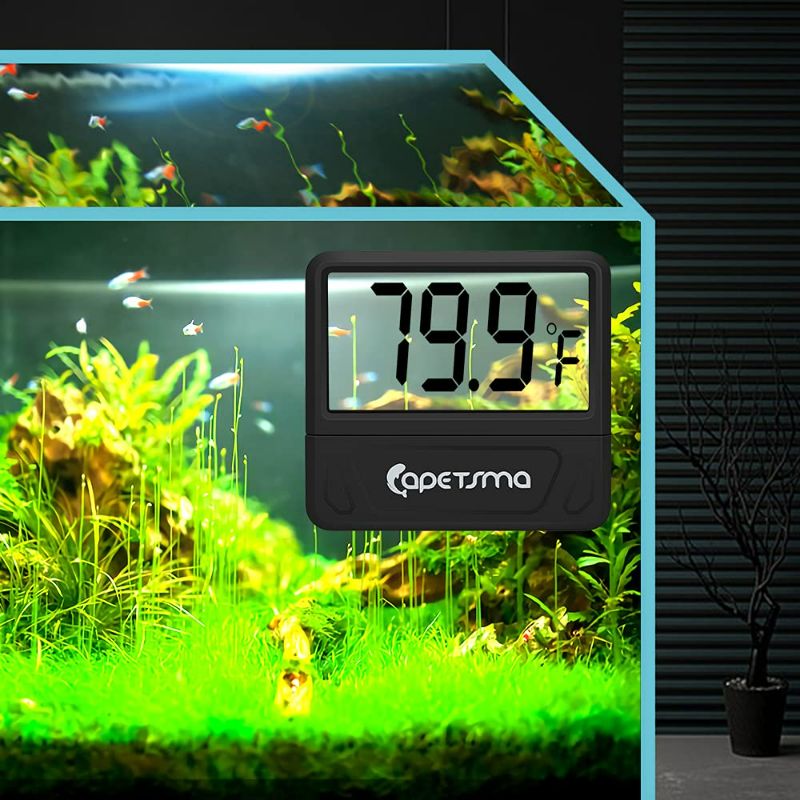 Photo 1 of capetsma Aquarium Thermometer Digital Fish Tank Thermometer Accurate Reptile Thermometer Temperature Gauge with Large LCD Screen
