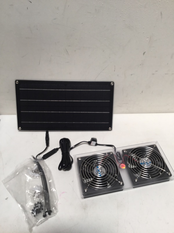 Photo 3 of Solar Panel Fan Kit , AntPay 10W Weatherproof Dual Fan with 11Ft/3.5m Cable for Small Chicken Coops, Greenhouses, Sheds,Pet Houses, Window Exhaust