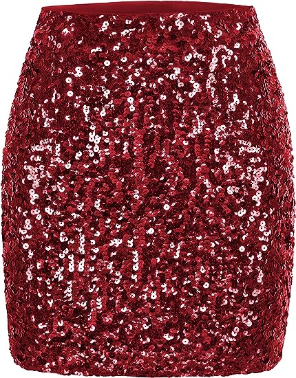 Photo 1 of MANER Women's Sequin Skirt Sparkle Stretchy Bodycon Mini Skirts Night Out Party (XL)
