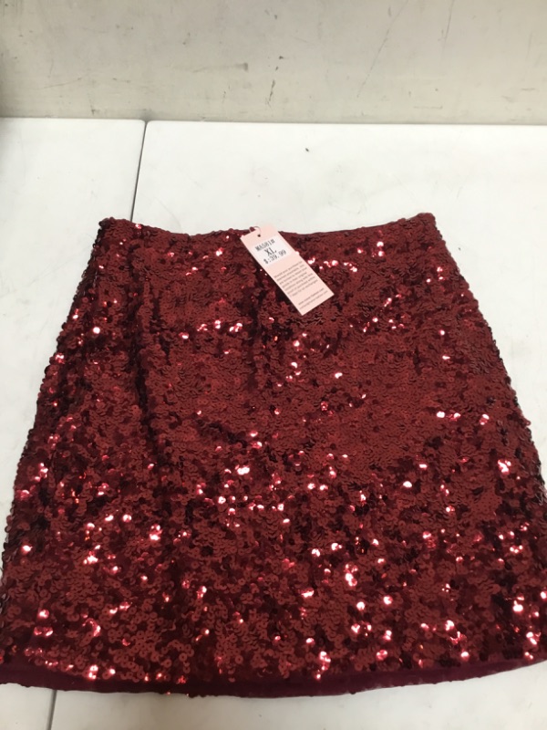 Photo 2 of MANER Women's Sequin Skirt Sparkle Stretchy Bodycon Mini Skirts Night Out Party (XL)
