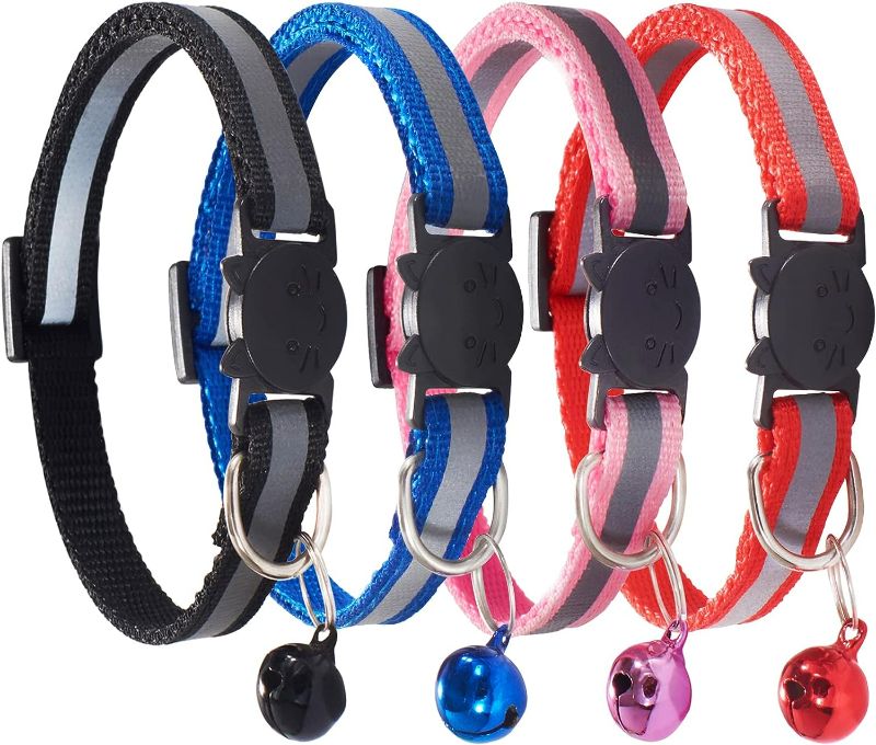 Photo 1 of D-buy Cat Collars, Cat Collars with Bell, Breakaway Cat Collars, Reflective Cat Collars, Nylon Cat Collars with Bell, Collars for Cats, Collars for Puppies (4 Colors)
