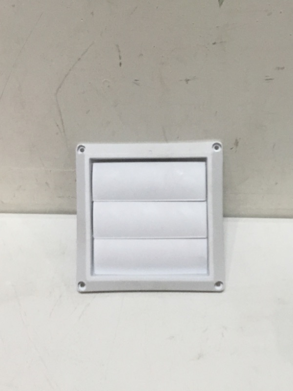 Photo 2 of 6 inch Dryer Vent Cover Outdoor, Exterior Wall Vent Cover, White Louvered Outdoor Dryer Vent Cover (8'' x 8 ''), Includes 4 Screws
