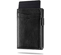 Photo 1 of Credit Card Holder RFID Blocking Leather Automatic Pop Up Wallet Slim Money Clip Wallet Double Card Case for Men and Women(Black)
