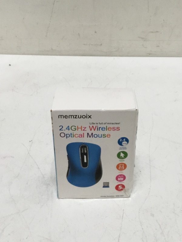 Photo 2 of memzuoix 2.4G Portable Wireless Mouse, 1200 DPI Mobile Optical Cordless Mice with USB Receiver for Computer, Laptop, PC, Desktop, MacBook, 5 Buttons, Blue
