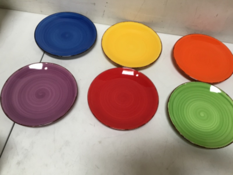 Photo 3 of vancasso Bonita Salad Plates, 8.5 inch Colorful Small Dinner Plates Set, Ceramic Dessert Plate Serving Dishes set of 6, Microwave, Oven and Dishwasher Safe, Assorted Color 8.5 Inch Warm Color