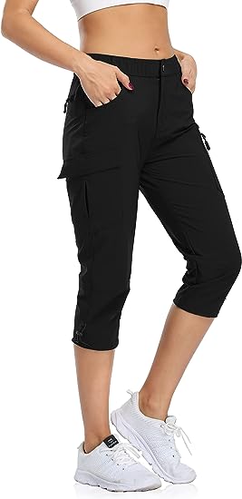 Photo 1 of Flewolch Hiking Capri Cargo Pants with Pockets Lightweight Quick Dry Summer Travel for Women Casual Camping (2XL)