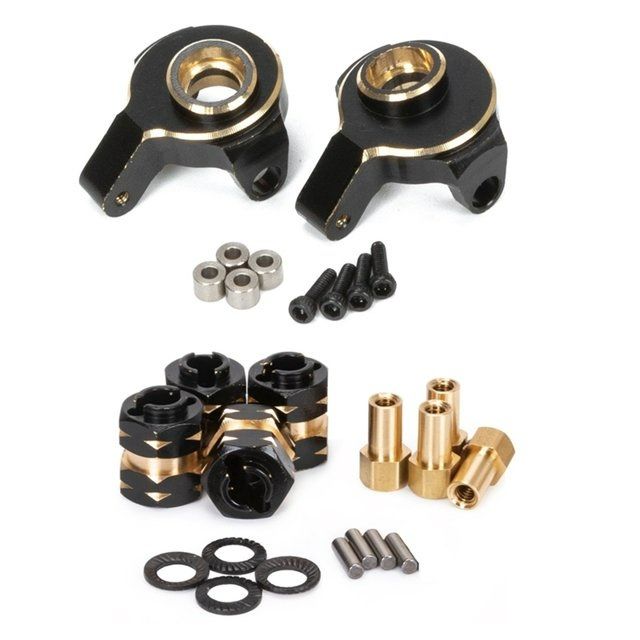 Photo 1 of Brass Extended Wheel Hex and Steering Knuckle Counterweight for Axial SCX24 1/24 RC Crawler Car Upgrades Parts
