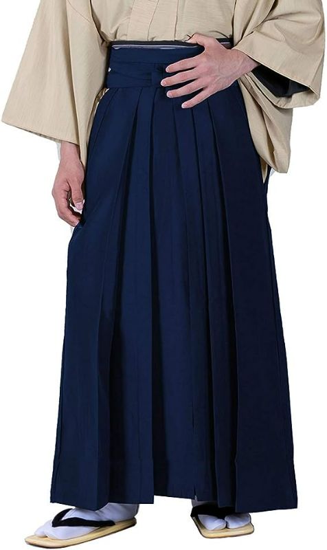 Photo 1 of KYOETSU Japanese Hakama Pants for Men, Kimono and Iaido Uniform, Washable,  small navy
