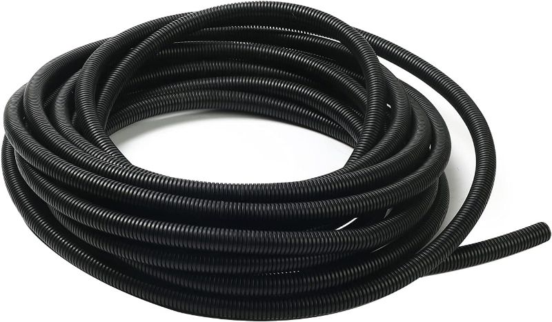 Photo 1 of Othmro 1Pcs 39.37Ft Length 0.56" ID Corrugated Tube, Wire Conduit, Not-Split Flexible Bellows Tube Pipe Polypropylene PP for Home Outdoor Automotive Marine Wire Wrap Cover Sleeve Conduit - Black
