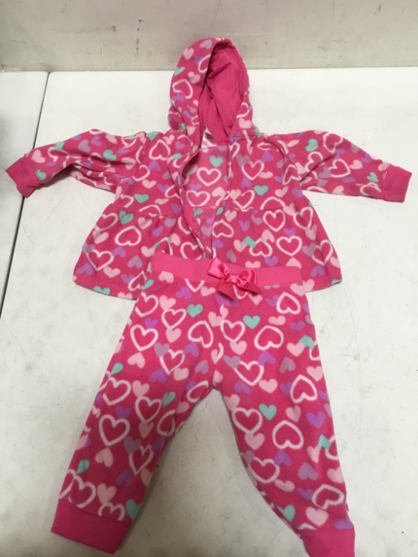 Photo 1 of Garanimals | Pink Heart Zip Up Hooded Fleece Set ( 3-6 months)
 