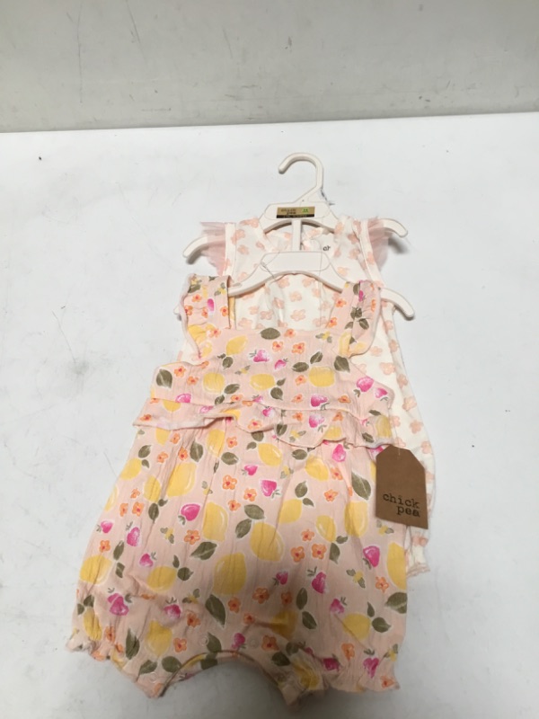 Photo 1 of Chick Pea Baby Girls 2 Pk Rompers - Multi (3-6 months)