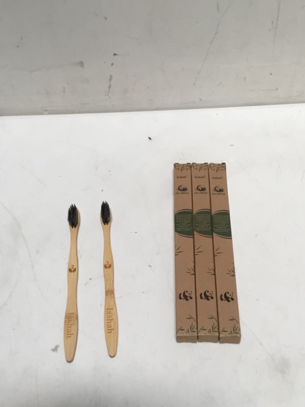 Photo 3 of Isshah Biodegradable Eco-Friendly Natural Compostable Bamboo Toothbrushes - Pack Of 8
