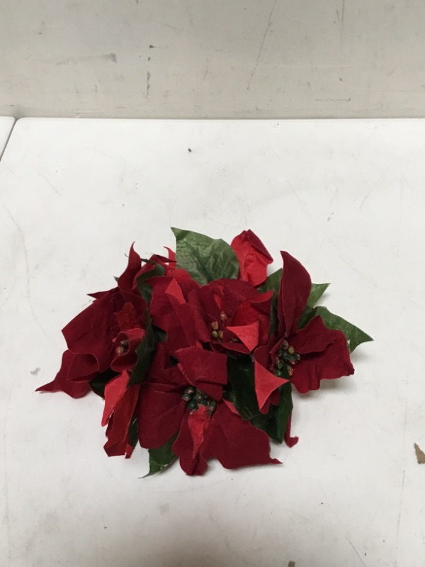 Photo 1 of 6 pc Real Touch Flannel Artificial Big Red Flowers Head Bouquet Weding Flower Red Poinsettia Bushes Christmas Tree Home Ornament