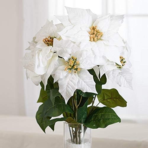 Photo 1 of Factory Direct Craft Faux White Poinsettia Bush | Weatherproof use Indoors or Outdoors | Classic Poinsettia Flower for Holiday Decorations
