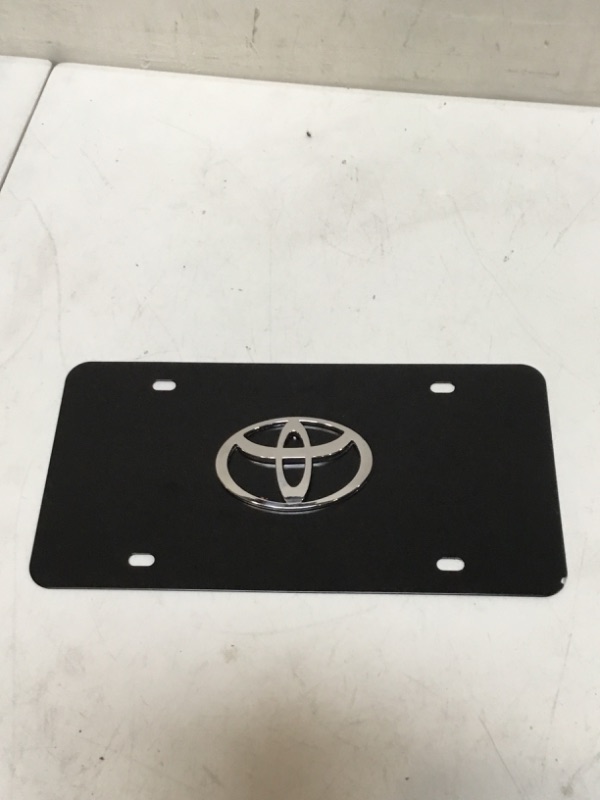 Photo 2 of BLACK License Plate for TOYOTA Corolla Tacoma Camry Land Cruiser RAV4 Prius Highlander Yaris Tundra 4Runner with Matching Screw Caps - Made in USA - by LicensePlateTags.com
