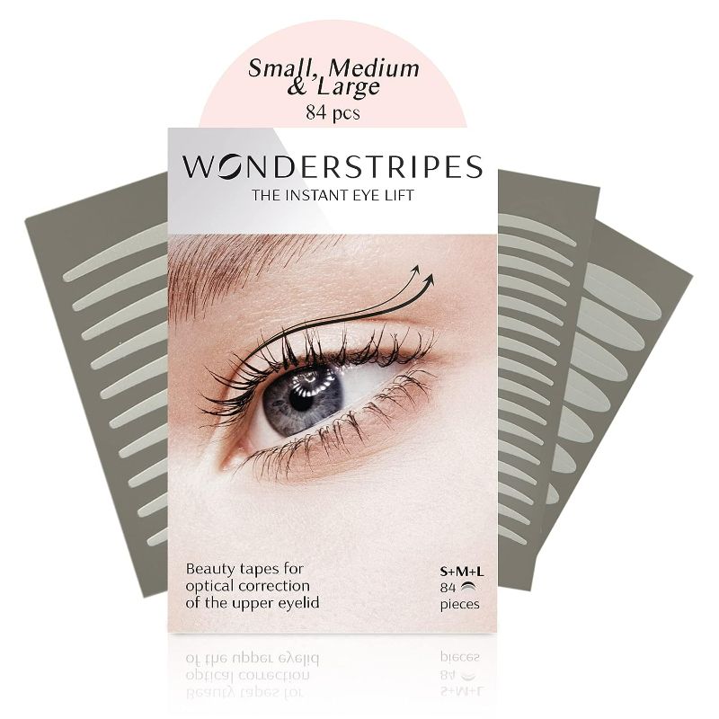 Photo 1 of Wonderstripes Eye Lid Tape (Trial Pack) | Eyelid Lifting Strips for Hooded Eyes | Invisible Silicone Tape for Droopy Eyes | Multiple Sizes for All Eye Shapes | Makeup Compliant, Easy To Apply
