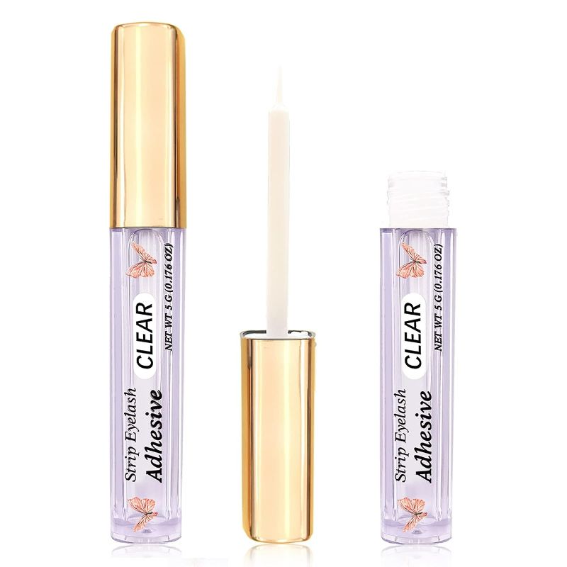 Photo 1 of Clear Eyelash Glue Eyelash Adhesive Super Strong Hold Lash Glue Waterproof False Eyelashes Glue Suitable for Sensitive Eyes Lash Adhesive 0.176oz,(Clear)