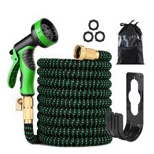 Photo 1 of Garden Hose 75ft with 10 Function Spray Nozzle, Leakproof Water Hose Design with Solid Brass Connectors
