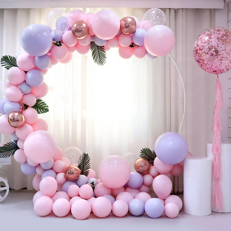 Photo 1 of  Round Balloon Arch Kit, Collapsible and Reusable PVC Tubes Create Balloon Ring Backdrop Kit for Wedding, Birthday Party, Photo Background, Baby Shower, Festival Decoration-Valentine's Day