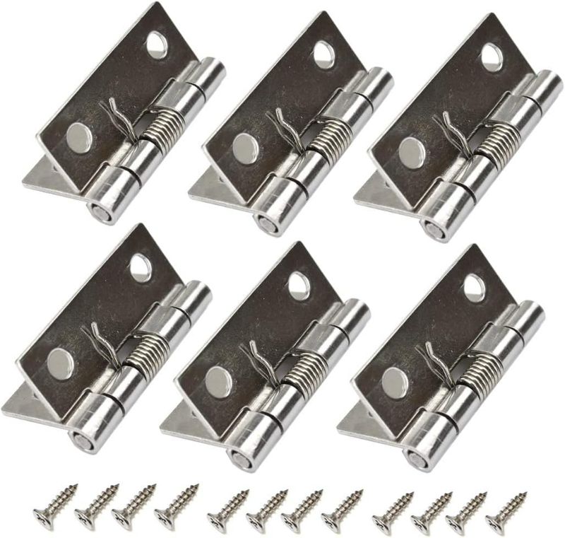 Photo 1 of 6pcs 1.5 Inch Spring Door Hinges 304 Stainless Steel Automatic Close Hinge for Interior and Exterior Doors Cabinets