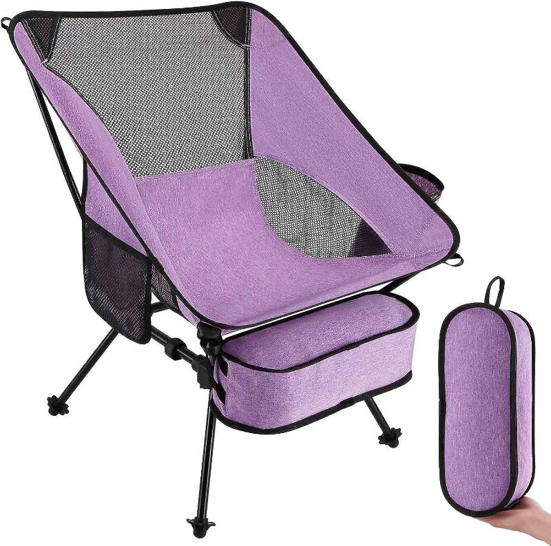 Photo 1 of Lawn Chairs Outdoor 2023 Upgrade Ultralight Camping Chair, Folding Chair Portable, Compact Backpack Chairs for Outside Lawn Hiking Travel 330 lbs - 1pc Purple
