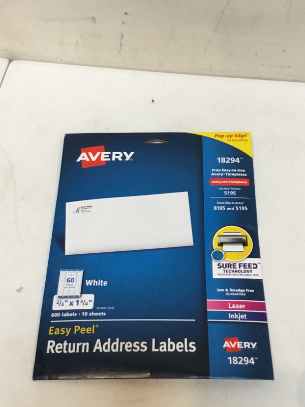 Photo 2 of Avery Return Address Labels, Laser/Inkjet, 2/3 x 1-3/4-Inches, White (18294) 1 Pack