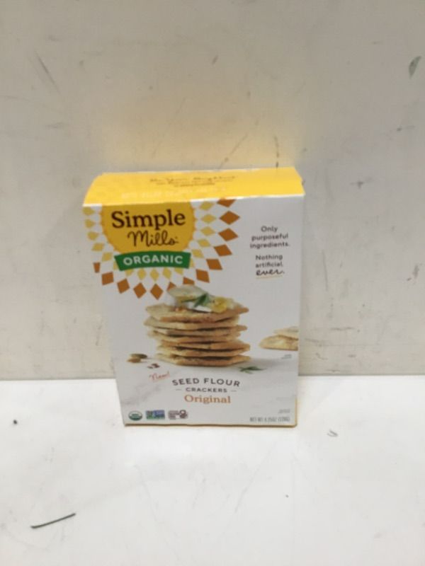Photo 2 of Simple Mills Organic Seed Crackers, Original - Gluten Free, Vegan, Healthy Snacks, Paleo Friendly, 4.25 Ounce (Pack of 1) Original 4.25 Ounce (Pack of 1)
