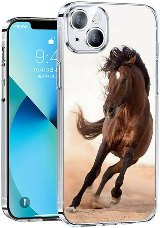 Photo 1 of KANKENLU Aesthetic Wild Horse Pattern Clear Phone Case Compatible with iPhone 14,Trendy Design TPU Bumper Case Support Wireless Charging
