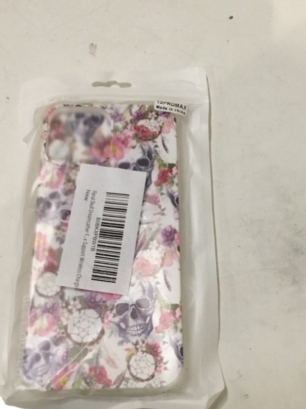 Photo 1 of Floral Skull Dreamcather Flower Pattern Clear Phone Case Compatible with iPhone 13 Pro Max,Skull Design Case for Women Girl,Trendy Design TPU Bumper Case Support Wireless Charging