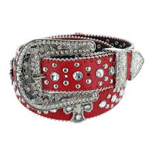 Photo 1 of CTM Women's Cross Concho Western Rhinestone Belt, Xlarge, Red