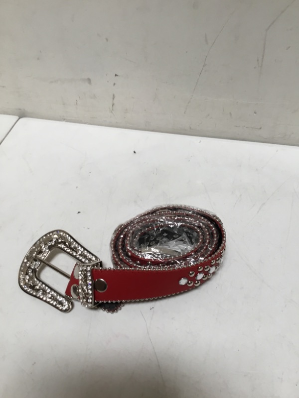 Photo 3 of CTM Women's Cross Concho Western Rhinestone Belt, Xlarge, Red