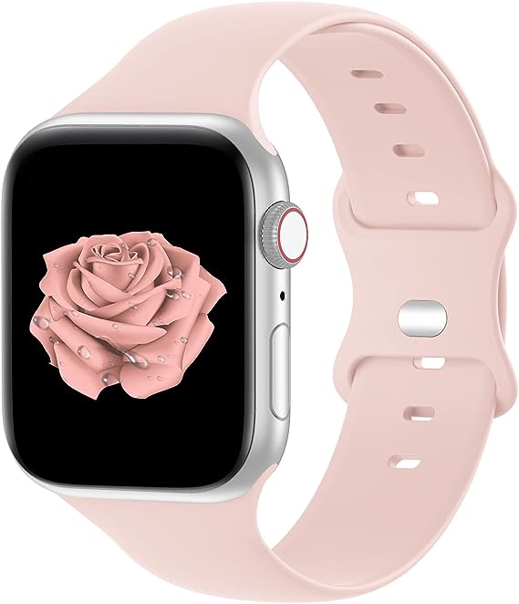 Photo 1 of LAST POSH STAR Soft Silicone Sport Band Strap Compatible with Apple Watch Ultra SE Series 8 7 6 5 4 3 2 1, Vintage Rose, 38L