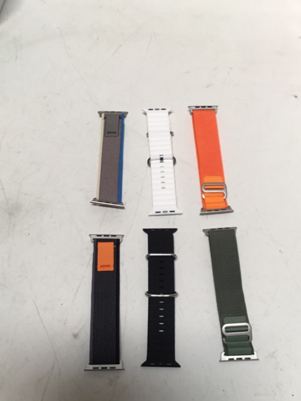 Photo 3 of UHKZ 6Pack Bands Compatible with Apple Watch Band 42mm 44mm 45mm 49mm for Women Men,Trail Loop+Alpine Loop+Ocean Band for iWatch Series Ultra/8/7/6/5/4/3/2/1/SE Orange+Green+Black+White+Black/Gray+Blue/Grey 42/44/45/49mm