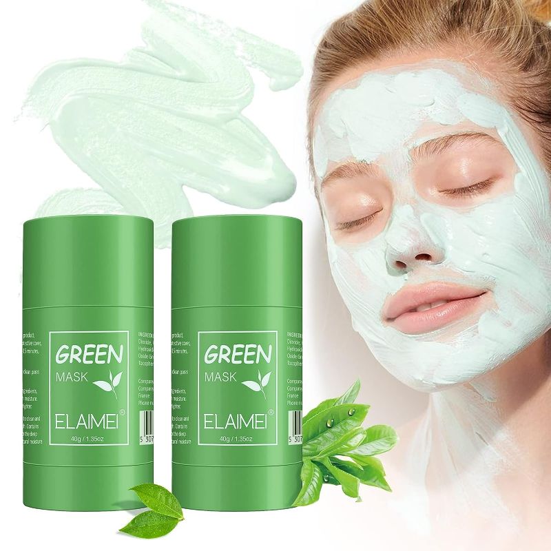 Photo 1 of GUEDIAO 2 Pack Green Tea Mask Sticks, Blackhead Remover Mask, Green Tea Purifying Clay Stick Mask for Moisturizing, Oil Control, Skin Brightening, Deep Pore Cleanser for All Skin Types of Men and Women.