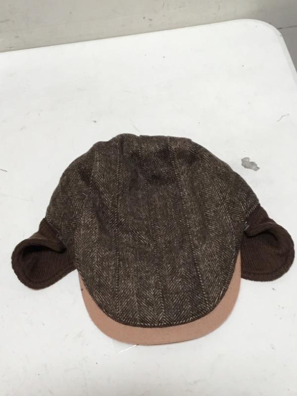 Photo 3 of Jeff & Aimy Winter Flannel Wool Blend Irish Ivy Flat Newsboy Cap with Ear Flaps for Men Driver Hat 56-60CM

