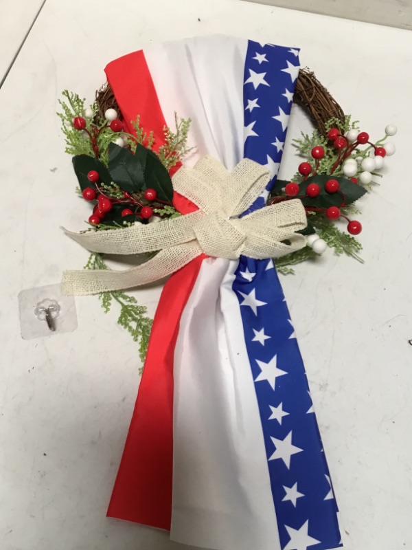 Photo 2 of 4th of July Wreaths for Front Door Patriotic Wreaths for Front Door DéCor Memorial Day Wreaths for Front Door Outside Home Wall Decor Red White and Blue Wreath for Farmhouse Yard(4thjuly)