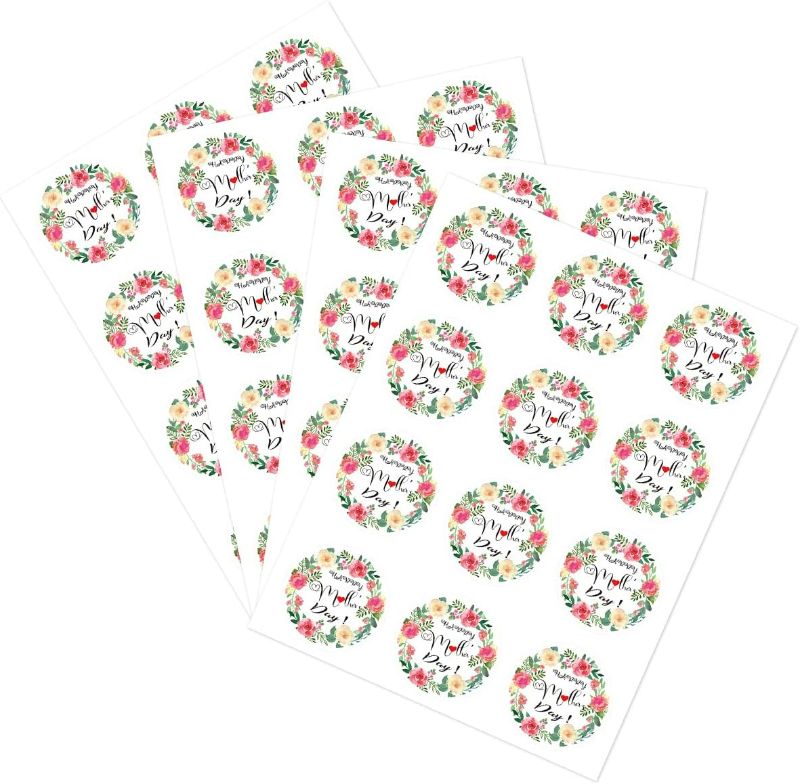 Photo 1 of 48pcs Happy Mother's Day Gift Labels Stickers 1.5" Mother's Day Gift Tag Envelope Seals Farmhouse Floral Labels Stickers for Gifts Card Cookie Box Candy Bag Cupcake Dessert Party Favor Decorations