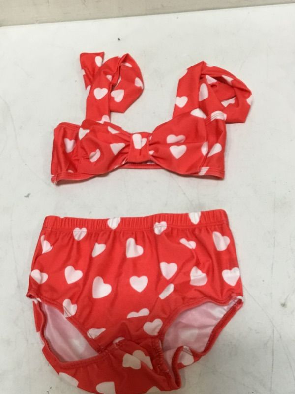 Photo 2 of Little Toddler Girls Bathing Suit Swimwear Bikini Valentines Day Two Piece Swimsuit Bottoms Swimming Suit 7X Heart