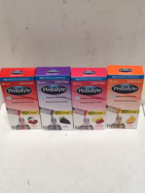 Photo 3 of Pedialyte Electrolyte Powder Packets, Variety Pack, Hydration Drink, 24 Single-Serving Powder Packets Variety 0.6 Ounce (Pack of 24)