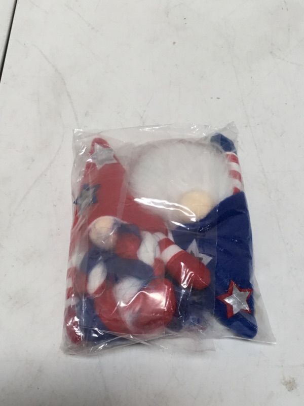 Photo 2 of 4th of July Patriotic Gnome Plush Elf Ornament 2Pcs Handmade Gnome Plush American Couple Scandinavian Tomte 4th of July Veterans Day Memorial Day Gift Independence Day Table Decorations Tray Ornament