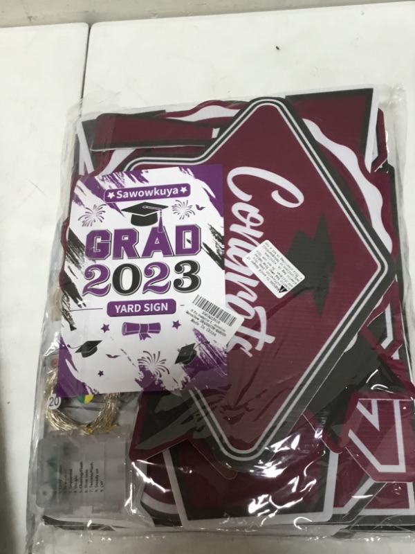 Photo 2 of 14 PCS 2023 Graduation Decorations Maroon 16 Inch Waterproof Graduation Yard Signs Large Congrats Grad Yard Signs Class of 2023 Graduation Yard Sign with Stakes for Graduation Party Decorations Supplies