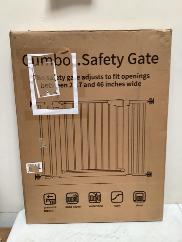 Photo 2 of Cumbor 36" Extra Tall Baby Gate for Dogs and Kids with Wide 2-Way Door, 29.7"- 46" Width, and Auto Close Personal Safety for Babies and Pets, Fits Doorways, Stairs, and Entryways, White 36" Tall White