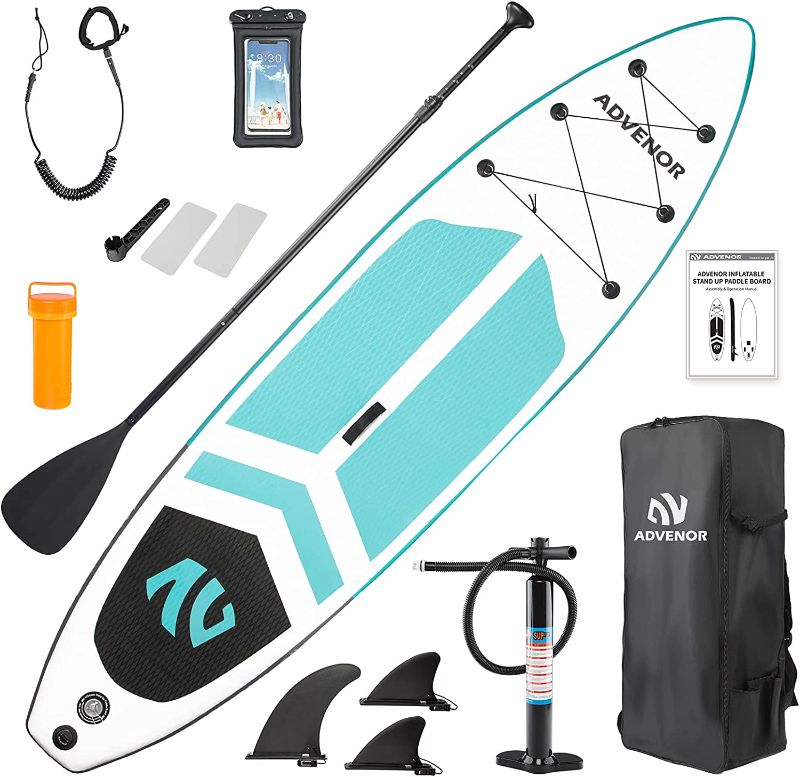 Photo 1 of ADVENOR Paddle Board 11'x33 x6 Extra Wide Inflatable Stand Up Paddle Board with SUP Accessories Including Adjustable Paddle, Backpack, Waterproof Bag, Leash, and Hand Pump, Repair Kit