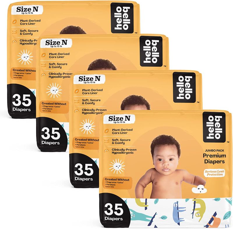 Photo 1 of Hello Bello Baby Diapers - Size Newborn - Sleepy Sloths - 140 Count (4 Packs of 35)