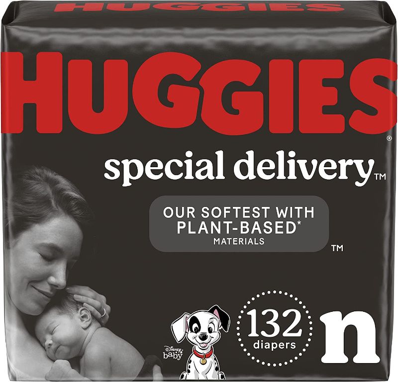 Photo 1 of Hypoallergenic Baby Diapers Size Newborn (up to 10 lbs), Huggies Special Delivery, Fragrance Free, Safe for Sensitive Skin, 132 Ct