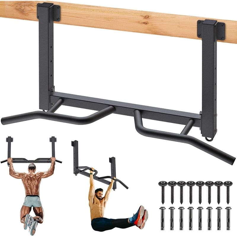 Photo 1 of Kipika Multifunctional Joist Mounted Pull Up Bar, 4 Levels of Height Adjustment, Multi-Angle Grip, Chin Up Bar Joist Mount, Home Gym Workout Strength Training Equipment