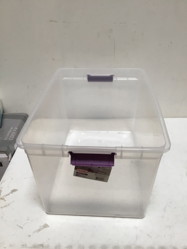 Photo 2 of Sterilite 66qt ClearView Latch Box Clear with Purple Latches **NO LID**