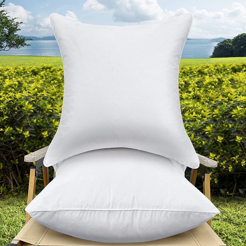 Photo 1 of 22 x 22 Pillow Insert Set of 2 Outdoor Pillow Inserts Waterproof Square Premium Throw Pillow Inserts Decorative Couch Pillow Inserts White Large Sofa Pillows Indoor