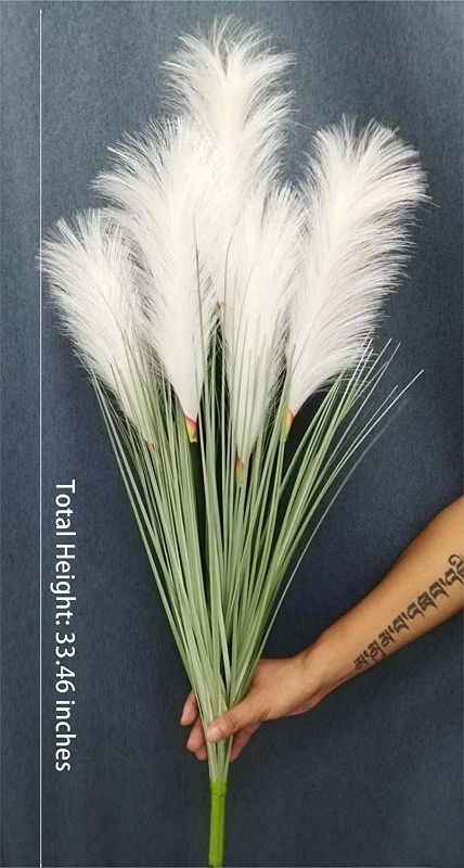 Photo 2 of Echeson SET OF 3 PACKS 9 CT Artificial Reeds Artificial Plants Artificial Flowers Faux Reeds 5 Heads 33.46in for Indoor Decoration Party Scenery - White, Orange & Pink 